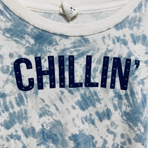 Aeropostale blue sweatshirt Tokyo Darling CHILLIN crop top size L streetwear - Picture 6 of 6